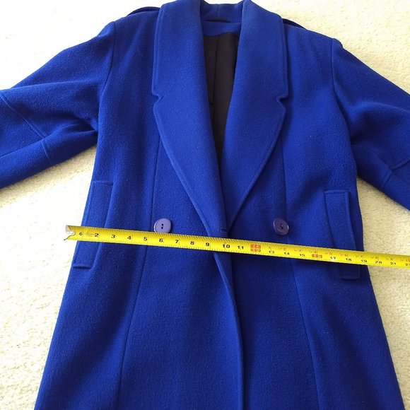 vintage 80s bright cobalt blue long wool coat 🎈HOST PICK x2🎈 - Picture 4 of 7